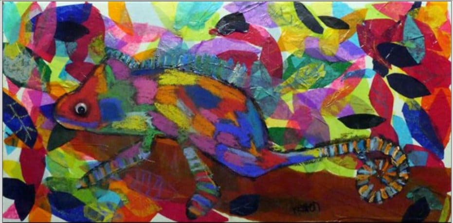 A colorful painted chameleon