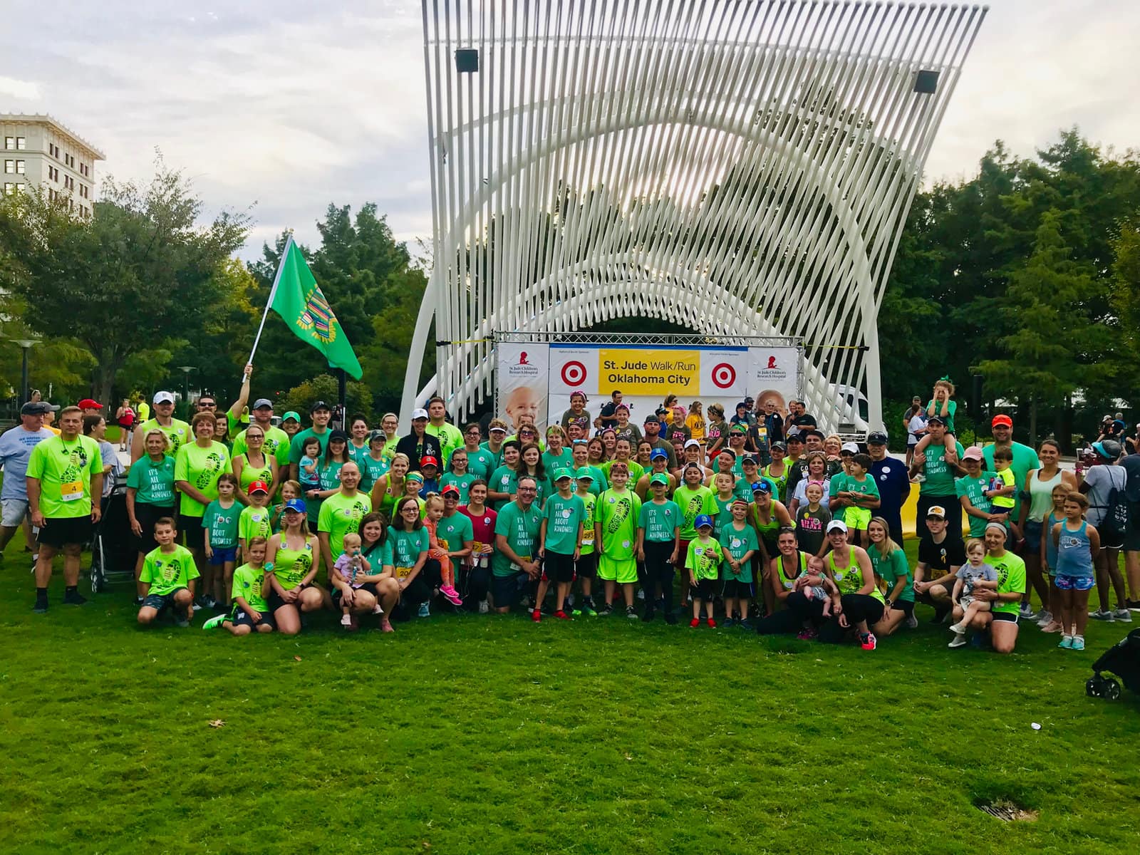 Team K Club in green shirts at the St. Jude Walk/Run